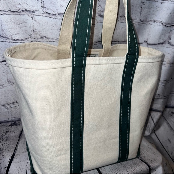 L.L. Bean Vintage 1980’s Boat and Tote Canvas Bag Medium Dark Green - Picture 3 of 12